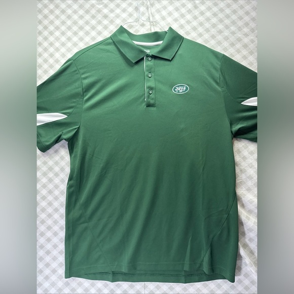 Medium Reebok NFL New York Jets Team PlayDry Performance Polo Shirt Green - Picture 1 of 8